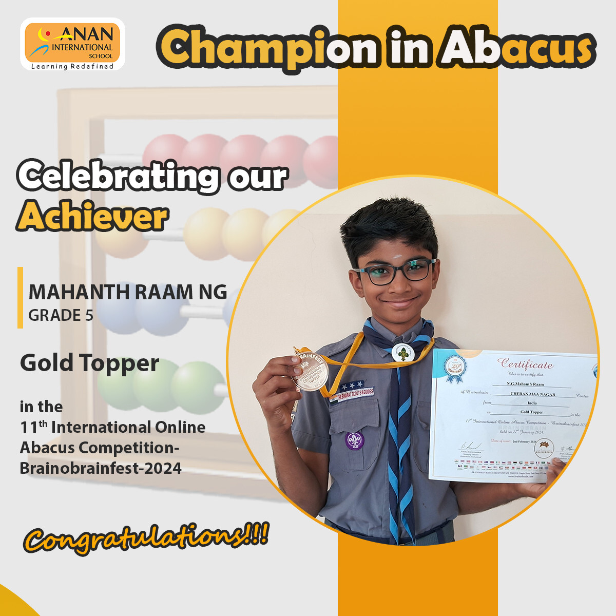 Recognizing and honoring the #hardwork and #dedication of our #students who have excelled in #Abacus, #robotics, and #horseriding. #AnanInternationalSchool #inspiringyoungminds #achievement #achievers #winners #appreciationpost #toppers #champions