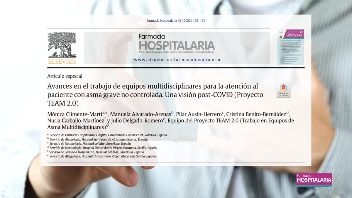 Farmacia Hospitalaria (@farm_hosp) on Twitter photo Avances en el trabajo de equipos multidisciplinares para la atención al paciente con asma grave no controlada. Una visión post-COVID (Proyecto TEAM 2.0) <a href="/MonicaClimente/">Mónica Climente</a> <a href="/NEUMO_SEFH/">Grupo NEUMO</a> Farm Hosp. 2023;47:168-74 #RevistaFarmaciaHospitalaria #HospitalPharmacy revistafarmaciahospitalaria.es/es-avances-el-… Avances en el trabajo de equipos multidisciplinares para la atención al paciente con asma grave no controlada. Una visión post-COVID (Proyecto TEAM 2.0) <a href="/MonicaClimente/">Mónica Climente</a> <a href="/NEUMO_SEFH/">Grupo NEUMO</a> Farm Hosp. 2023;47:168-74 #RevistaFarmaciaHospitalaria #HospitalPharmacy revistafarmaciahospitalaria.es/es-avances-el-…