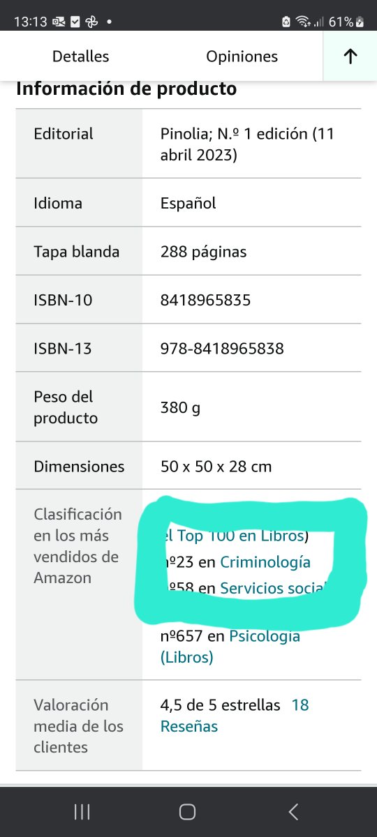 En el mundo en el que vivimos, rápido, de usar y tirar, de ideas, relaciones y objetos que ni permanecen ni perduran, quiero dar las gracias🫂

Gracias porque, casi un año después de su publicación, "Asesinas" sigue en una buenísima posición en #Criminología 

<a href="/pinolialibros/">Pinolia</a>