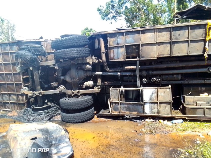 Tahmeedexpress's tweet photo. One of our beast KCB 296R travelling from Busia to Mombasa has has had a head-on collision with a tanker at  Mundika high school in Busia county. Condolences to the ones who lost their loved ones during the tragedy. https://t.co/OHOkVm2Gxg