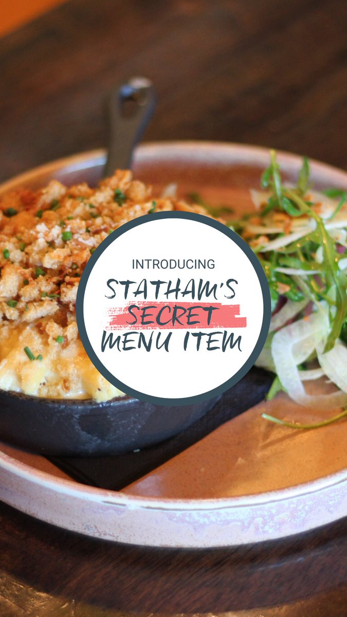 Introducing Statham’s SECRET MENU 👀 Only available THIS Saturday &amp; Sunday!

We are kicking it off with Truffle Mac &amp; Cheese 😍
PARMESAN, IRISH CHEDDAR, BRIE FLAVOURED WITH TRUFFLE, TOPPED WITH SOURDOUGH BREAD ROASTED IN GARLIC BUTTER.

#stathams #trufflemacandcheese #kilkenny