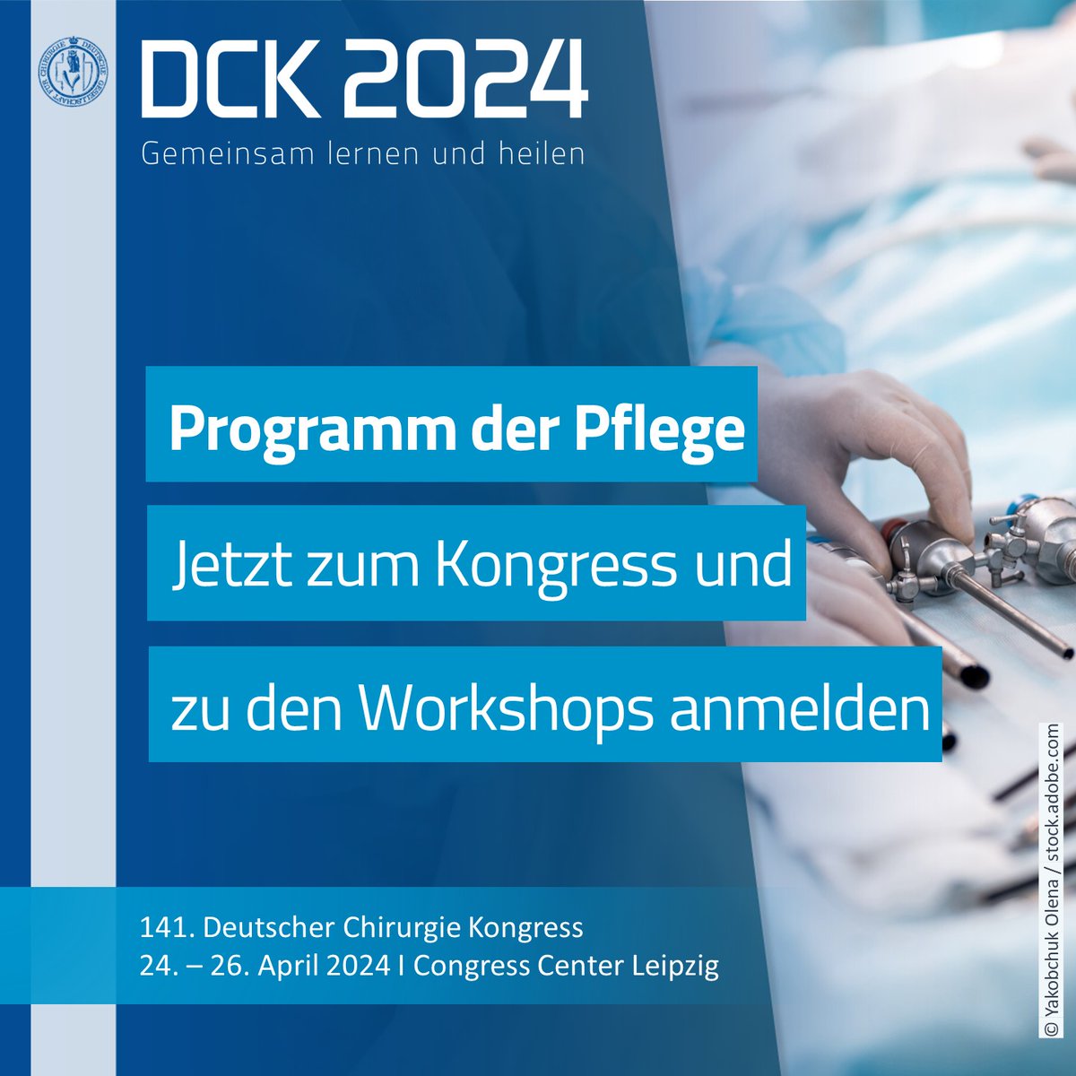 DCKongress's tweet image. Im Rahmen des #DCK2024 finden auch die Fortbildungstage für #Pflegeberufe im Operationsdienst statt. Die Pflege im OP stellt eine anspruchsvolle und entscheidende Komponente für den Erfolg von Operationen dar. Programm: tinyurl.com/5x979w29 - Workshops: dck2024.de/workshops/