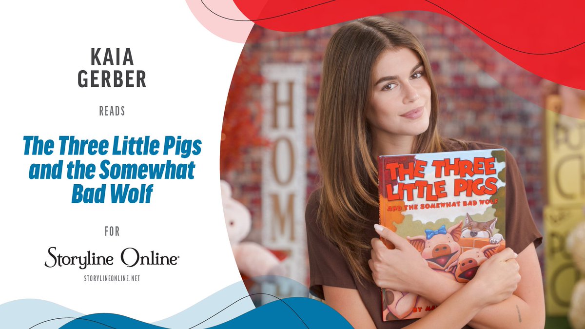 Reader @KaiaGerber delivers the joy in Storyline Online's latest book. We're excited to share ‘The Three Little Pigs and the Somewhat Bad Wolf’ written and illustrated by Mark Teague! Watch here: bit.ly/3TitlaQ