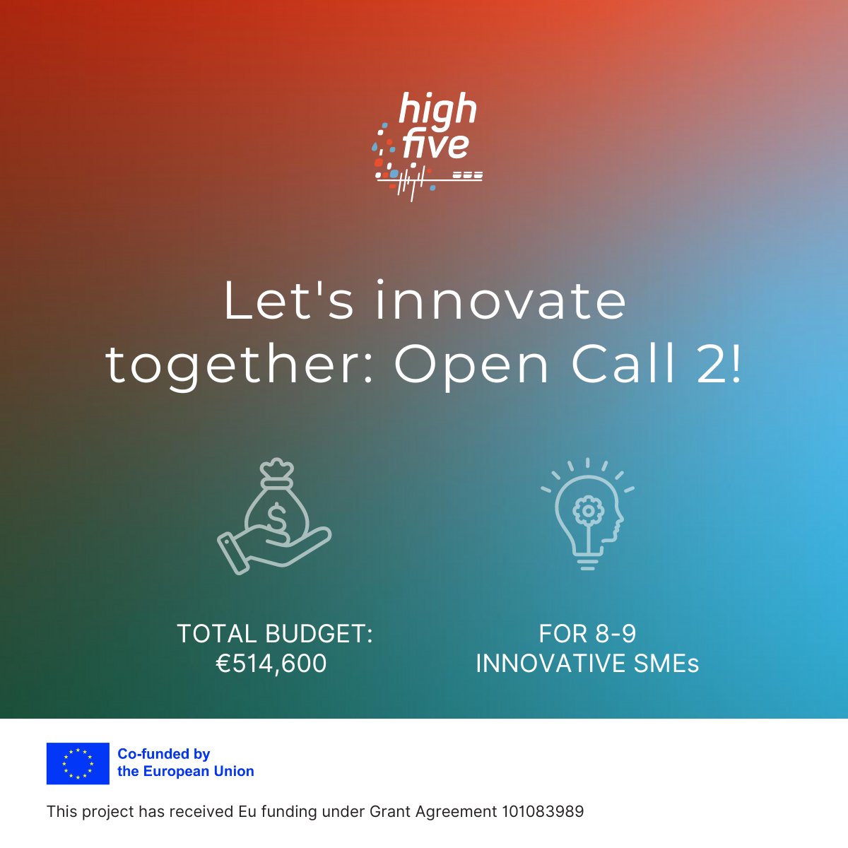 🚀 Elevate agri-food innovation with HIGHFIVE's 2nd Open Call! 🌿 🌟 Offering: €514,600 budget for 8-9 SMEs 📆 Deadline: March 28, 17h00 CET. 🔗 Apply: highfive.ss4af.com/open-calls/sec… #SMEFunding #OpenCall #I3Instrument