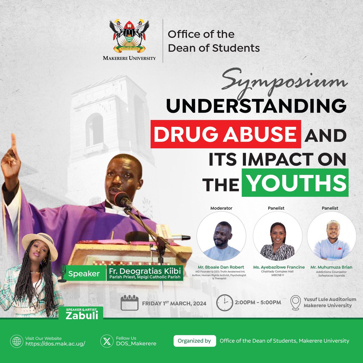 This afternoon the Dean of students office has convened a symposium of the issue of Understanding Drug abuse and its Impact on young men and women. @Makerere @MakerereNews