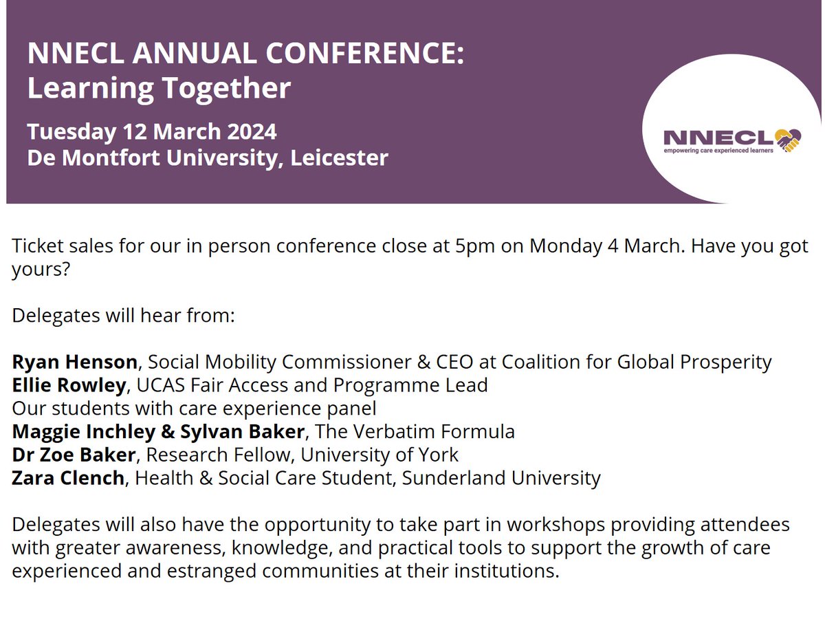 We have had a great week. We've learned lots, heard from young people with care experience about what matters to them as citizens of the world. We also met @zara_clench_CEP & invited her to speak at our conference. Booking ends 5pm 4 Mar. £30 options for #cep & grass roots orgs