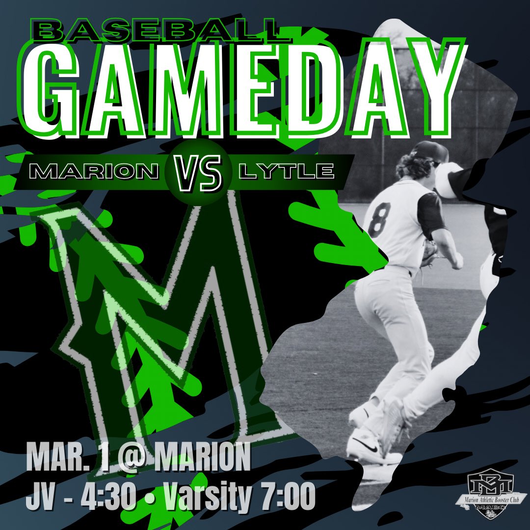 MarionAthBoost's tweet photo. Marion V. Lytle tonight at home! Let’s go Bulldogs!
Graphic made by MHS Student Mario Mendoza
#mabc #bulldogbaseball #marionbaseball #bulldogpride https://t.co/i8Klp1cLel