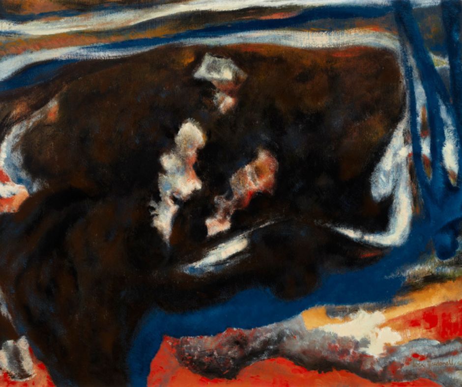 This painting by Jock Macdonald is a part of an upcoming exhibition titled, "Painters Eleven: The Greenberg Effect", opening March 9th. In 1957, Clement Greenberg was invited by members of Painters Eleven to visit their studios.
buff.ly/3P2eyi2 
#theRMG #Painters11