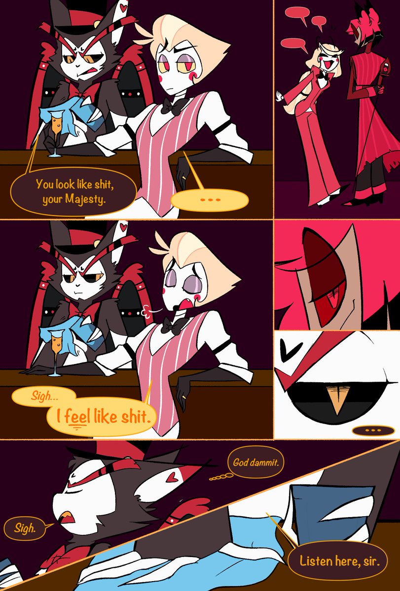 Smallzwashere's tweet photo. 1/?? Had this idea cooking up in my mind, think about possibly making this into a lil #radioapple comic if I'm feeling silly enough ;) (sorry for the poor quality btw)

#HazbinHotel #HazbinHotelFanart
#HazbinHotelCharlie #HazbinHotelLucifer
#HazbinHotelAlaster #HazbinHotelHusk https://t.co/JTaoxWh2Cg