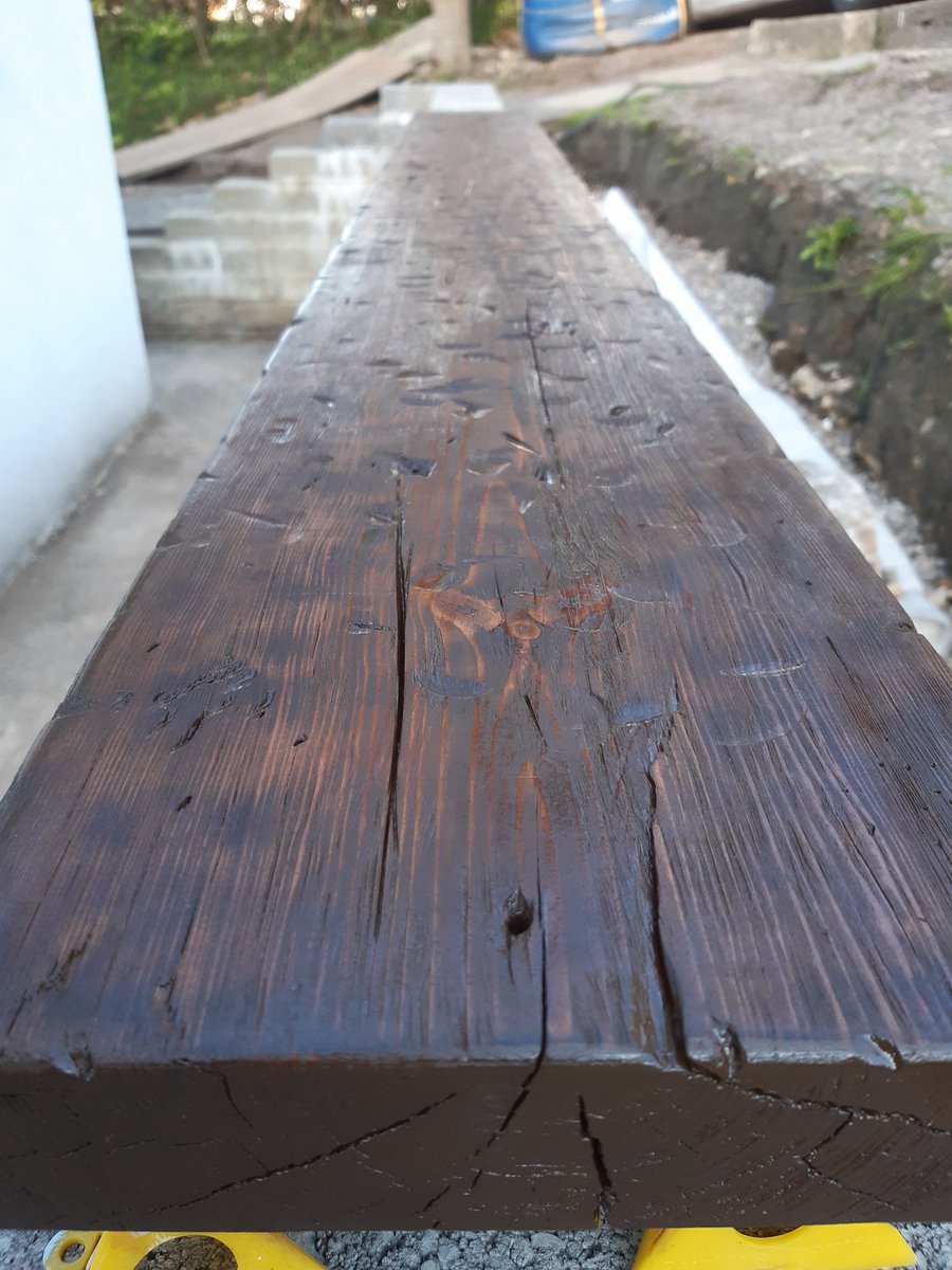mouse_workshop's tweet image. Using a leftover floor joist from the attic conversion, I made a radiator shelf. The wood was aged using a hammer, cutting splits in the wood using a multi-tool and burnt before going over it with a wire brush. Finally stained and varnished. #upcycle #diy
