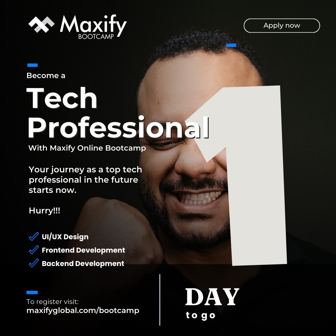 maxifyglobal's tweet photo. Attention!!!
The Maxify Bootcamp is here to ignite your career. Today is the final day to sign up and unlock a world of enhanced skills. Seize this last chance to empower your abilities.
Register now: https://t.co/bBLODJwNb7
#MaxifyBootcamp #SkillUpgrade #careertransformation https://t.co/IzBoYCinm0