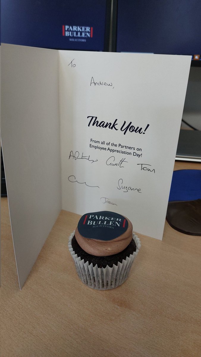 AnAndyAtLaw's tweet photo. Well now, I feel thoroughly appreciated. Thank you kindly, @ParkerBullen! 

#EmployeeAppreciationDay #DeliciousCake https://t.co/ePP5g3I5d1