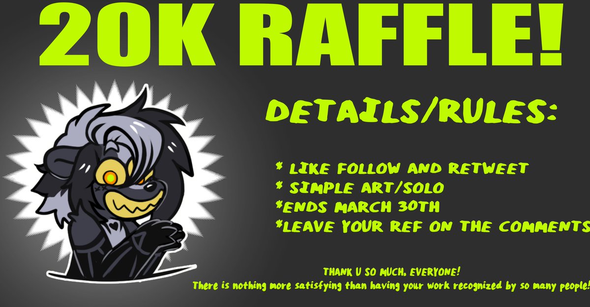 draeusz's tweet photo. ‼️‼️20K STINKERS🦨‼️‼️
Thank you so much to everyone who supports me! You all are amazing, it's time to give back to you ;3 Join the raffle!!! https://t.co/Kck7KnM913