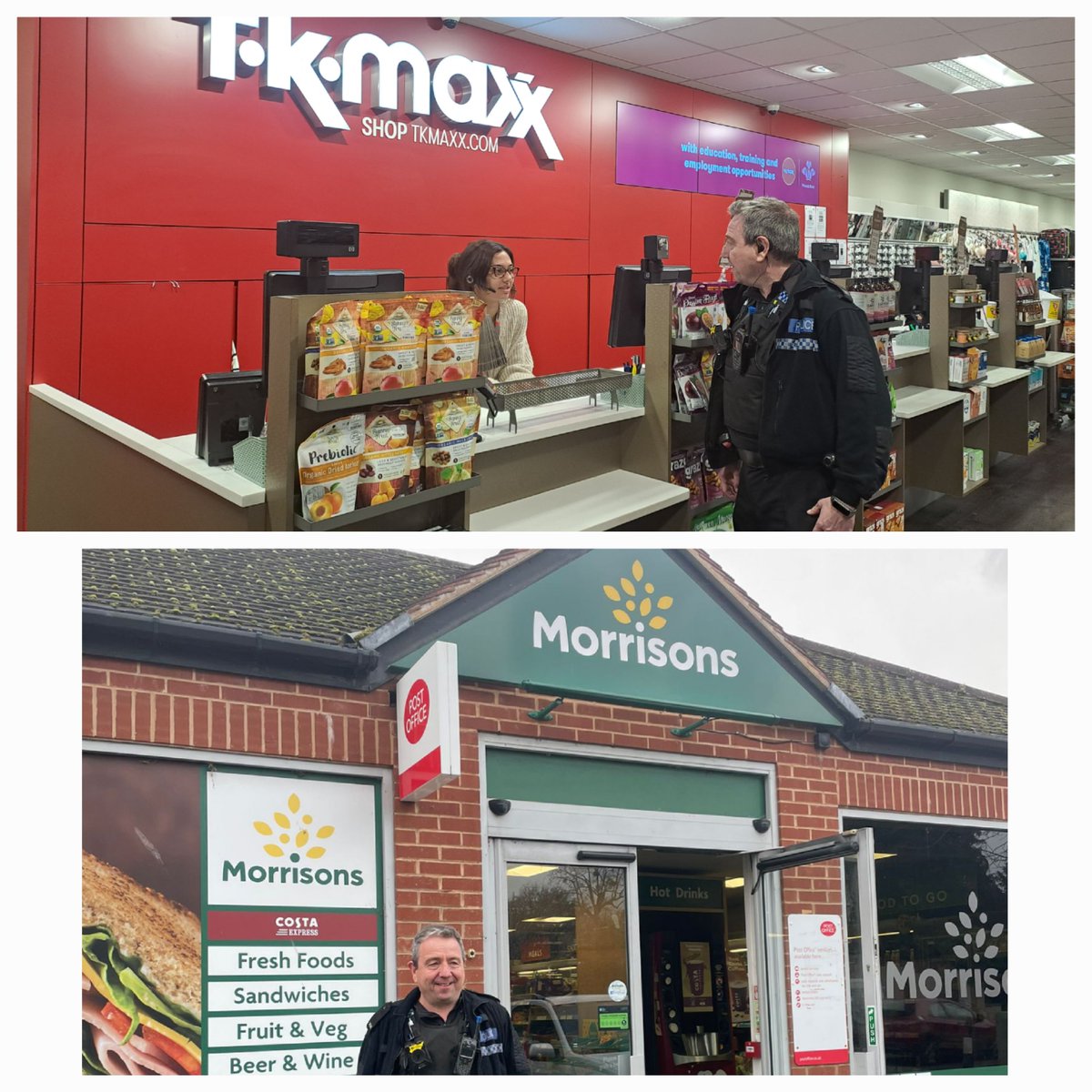 👮🏽 PC Nigel Bolton has been out this week visiting businesses including TK Maxx in Evesham & Morrisons Daily in Kempsey offering 'Target Hardening' advice to businesses who have been suffering either anti-social behaviour or thefts recently. #CrimePrevention 👮🏻 3879