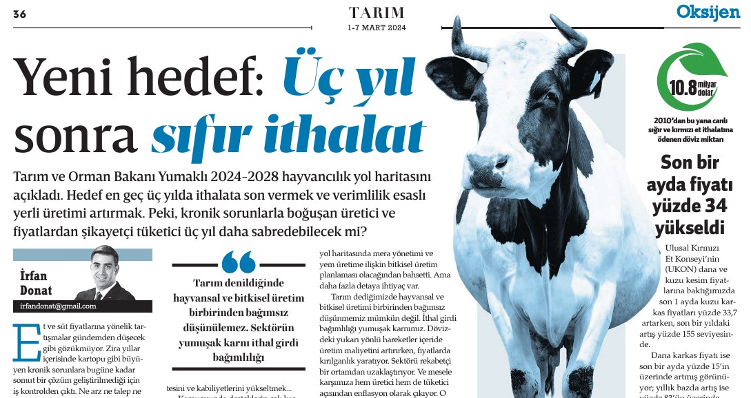 10.8 MİLYAR $👇 2010 yılından bu yana son 14 yılda canlı sığır ve kırmızı et ithalatına ödediğimiz döviz 5.1 MİLYAR $👇 2023 yılında ithal edilen 11.5 milyon ton yem hammaddesine ödediğimiz döviz Türkiye'nin 2024-2028 hayvancılık yol haritasını @GazeteOksijen'de yazdık