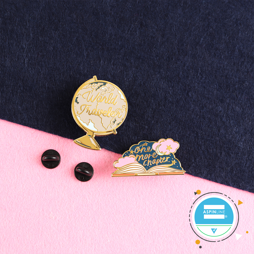 World Traveller & One More Chapter pins⁠ ⁠ Hard Enamel Pin Badges with Gold Plating #Aspinline #pin #pins #pinbadge #pinspinspins #pinbadges #hardenamelpins #cloisonnepin #hardenamelpin #pinspired #pinspiration #pinoftheday #pinsfordays #pincollector #pincollection #custom