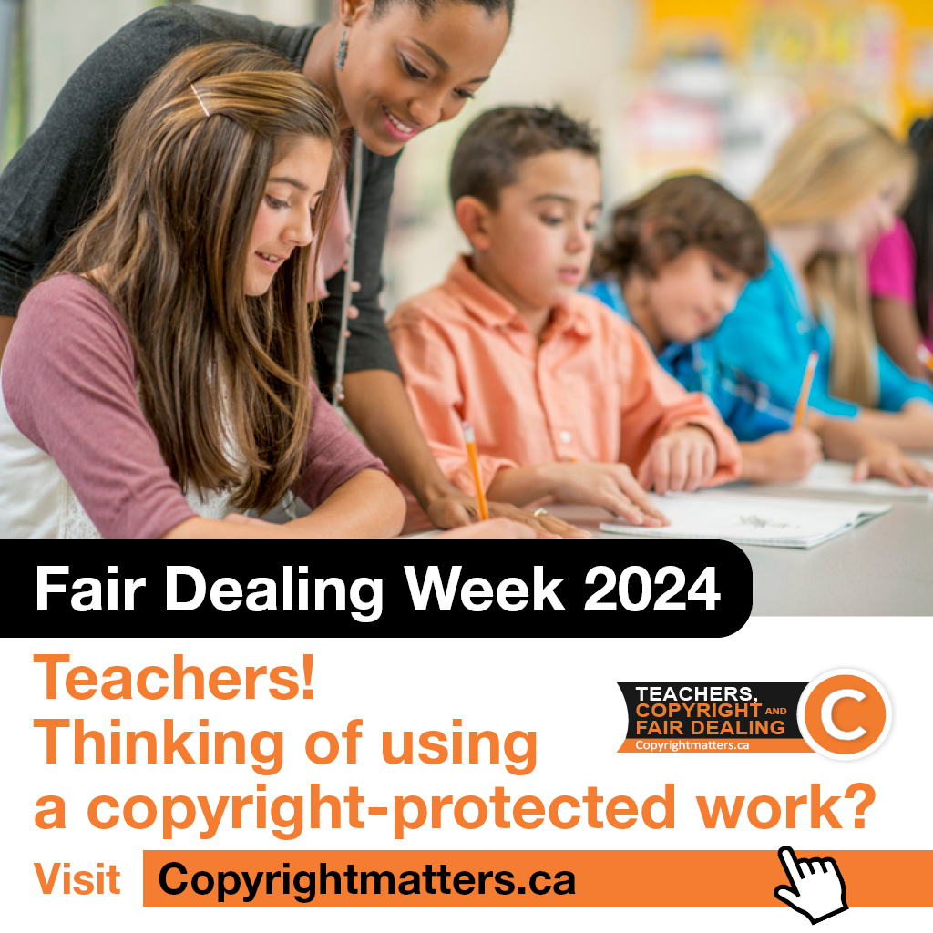 Teachers, Copyright, and Fair Dealing 
Know your rights. Know the limits.
ow.ly/q22750QzaF8
#fairdealingworks  #cdnteachers  #copyrightmatters