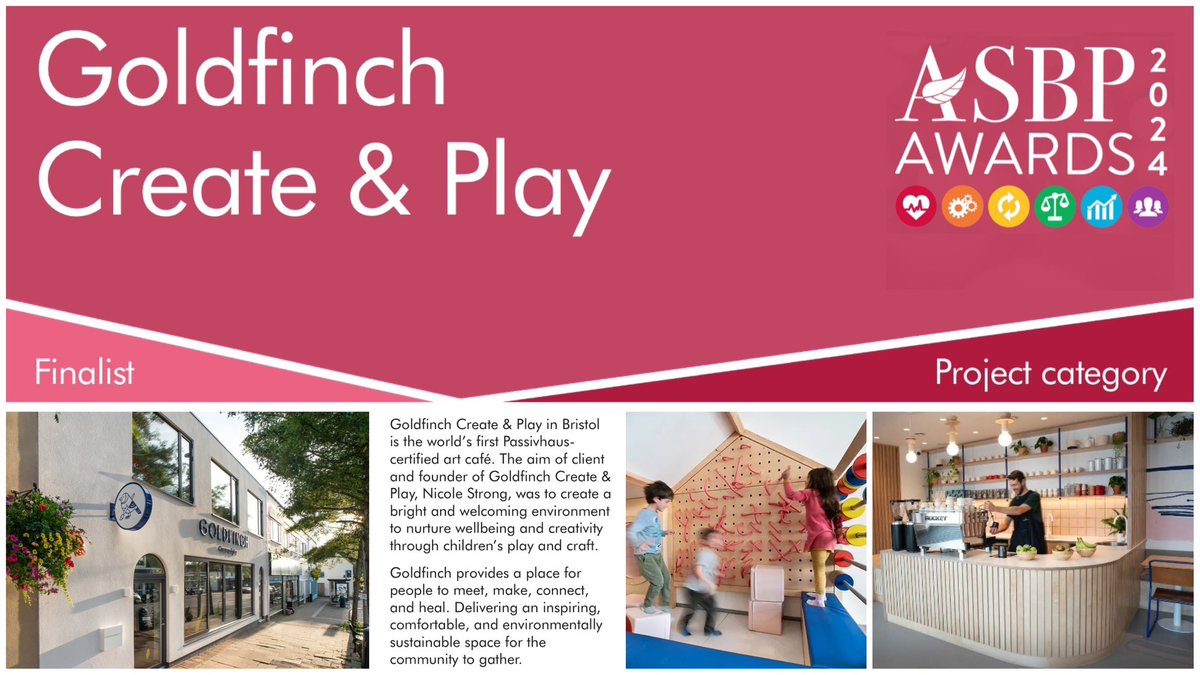 After much anticipation, the Judges’ Award in the #ASBPawards  projects category was announced at <a href="/asbp_uk/">ASBP</a>’s #HealthyBuildings2024 event. The winner is Goldfinch Create &amp; Play by SEB + FIN Architects, with #Passivhaus consultants <a href="/ecospheric/">Ecospheric</a> providing invaluable input.