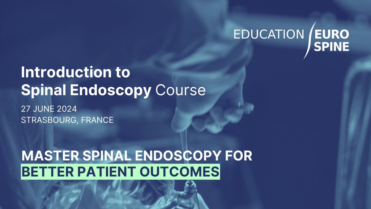 Join the 2024 Endoscopy Course! Learn:

- Endoscopy fundamentals, lumbar anatomy, approaches.
- Master interlaminar &amp; transforaminal techniques.
- Explore unilateral biportal technique.
- Understand indications, contraindications, and complications.

eurospine.org/events/introdu…