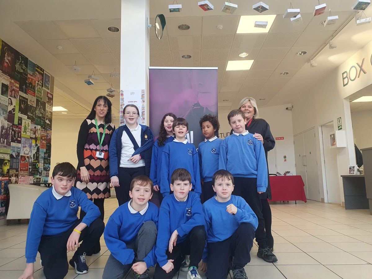 Our 4th 5th and 6th classes are so proud of our 3D book covers  that are on display as part of an art installation in the foyer in @glorennis during @ebcf. We took a trip to Glór today to see our books on display. Parents do drop in over the weekend to see this amazing display.