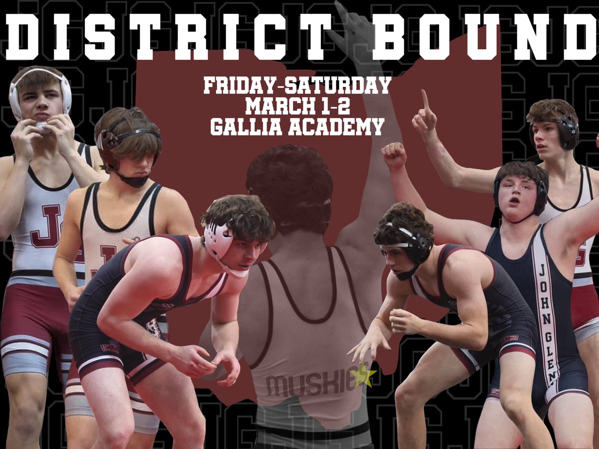 🚨MATCH DAY🚨
🤼<a href="/JGHSMUSKIES1/">Muskies</a>🤼
🆚: District
⏰: 4:00 PM
📍: Gallia Academy