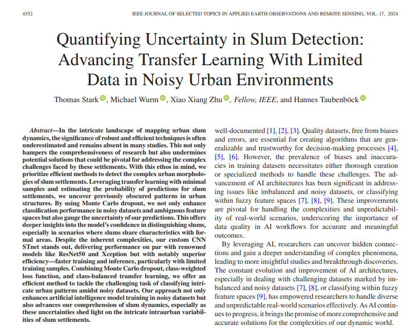 xiaoxiang_zhu's tweet image. Interested in detecting #UrbanPoverty with #AI4EO? Our new paper led by Thomas introduces a scalable method that is #label #Efficient and #Uncertainty-aware. A close collaboration between @DLR_de and @TU_Muenchen 
code: github.com/stark-t/Uncert…
paper: ieeexplore.ieee.org/document/10416…