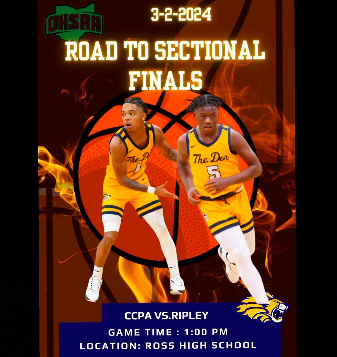 athletics_ccpa's tweet photo. This Saturday 3/2/2024 they will go head to head with Ripley!!!

Game time: 1pm
Location: Ross High School 
Tickets https://t.co/GoWvCDbXfS
Ticket price: $8 for Adults, $5 students

Come out and support our young men as they are on the road to Sectional Finals!!!! https://t.co/IfPZE0O17d
