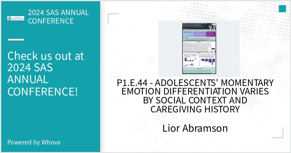 Excited to present this work today with @anna__vannucci and the @DANLAB_Columbia on adolescents' emotion differentiation at #AffectScience2024. Looking forward to seeing you there and hearing your feedback!