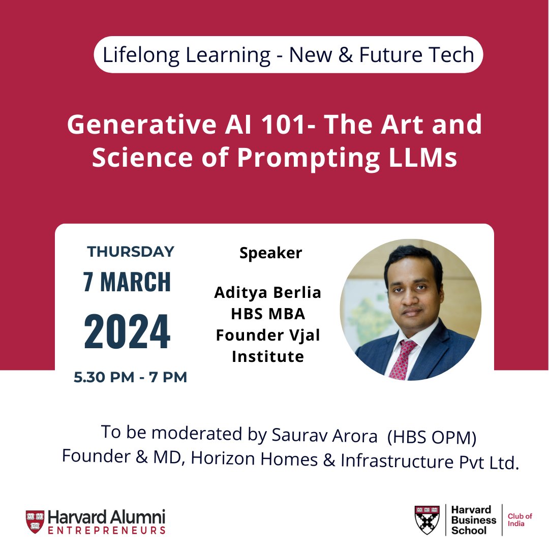 HBS Club of India in collaboration with <a href="/AlumniStartups/">Harvard Entrepreneurs</a>  (HAE) brings you the next episode with Aditya Paul Berlia (HBS MBA), Founder of Vjal Institute to be moderated by Saurav Arora (HBS OPM), Founder &amp; MD, Horizon Homes &amp; Infrastructure Pvt Ltd.