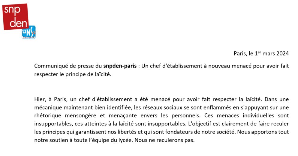 Atteinte à la laïcité et menaces inacceptables.