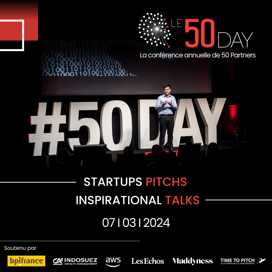 Rejoignez-nous à @50Partners, le 7 mars, pour une journée passionnante de conférences en ligne, où les innovateurs, investisseurs et leaders se réunissent pour façonner l'avenir de la #technologie, de l'impact #social, #Web3 🙌 Inscrivez-vous 👉 spkl.io/60154Iu6L #50Day2024