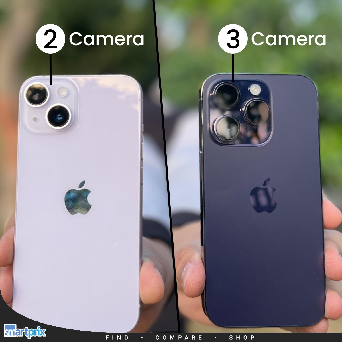 Smartprix's tweet image. What comes to your mind when you see a 2-camera iPhone vs a 3-camera iPhone?

#Apple #iPhone #TechQuiz #iPhone14 #iPhone14Pro