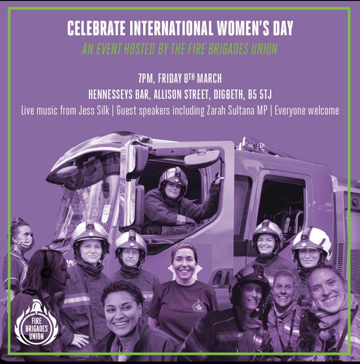 West Mids is hosting its second annual event to celebrate #InternationalWomensDay next Friday! Join us @HennesseysBrum B5 5TJ at 7pm. Music from @jess_silk & special guests including @zarahsultanamp We hope to see you, your friends, and family there. @fbunational @BenSelby_