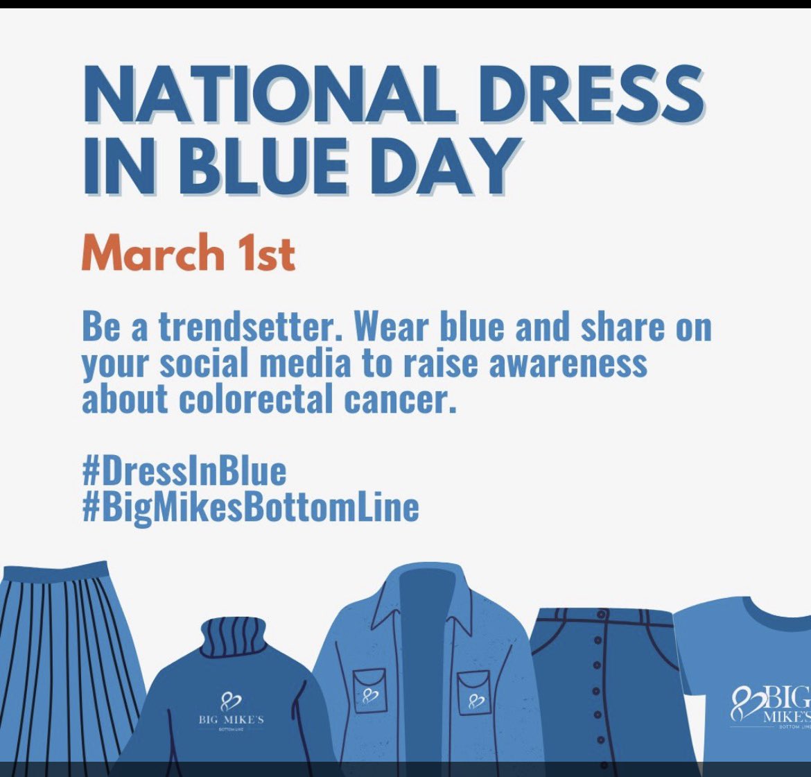 @AtlanticGandT @JeffBraunCo @BMBottomLine Today’s the day!  #dressinblue for colorectal cancer awareness….#AtlanticCares