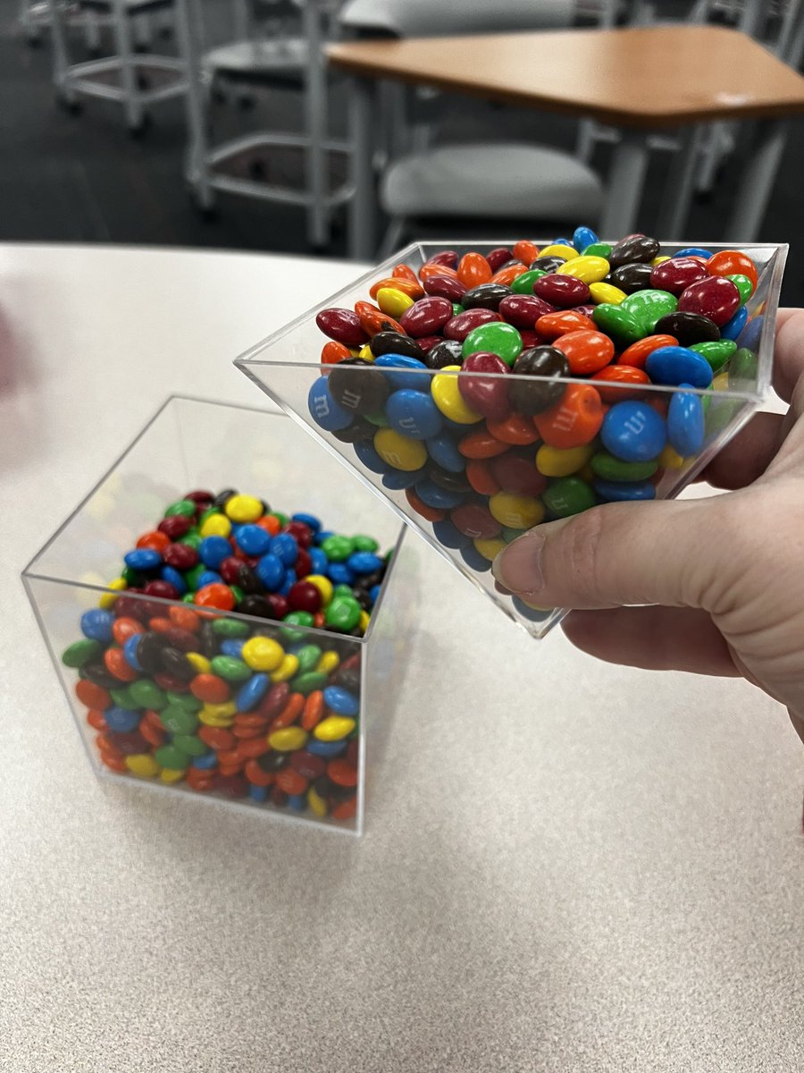 MrsStrole's tweet image. What is the relationship between the volume of a cube and a square pyramid? Today Ss @FJHChargers will investigate this will the help of m&amp;amp;m’s #seeingmath
