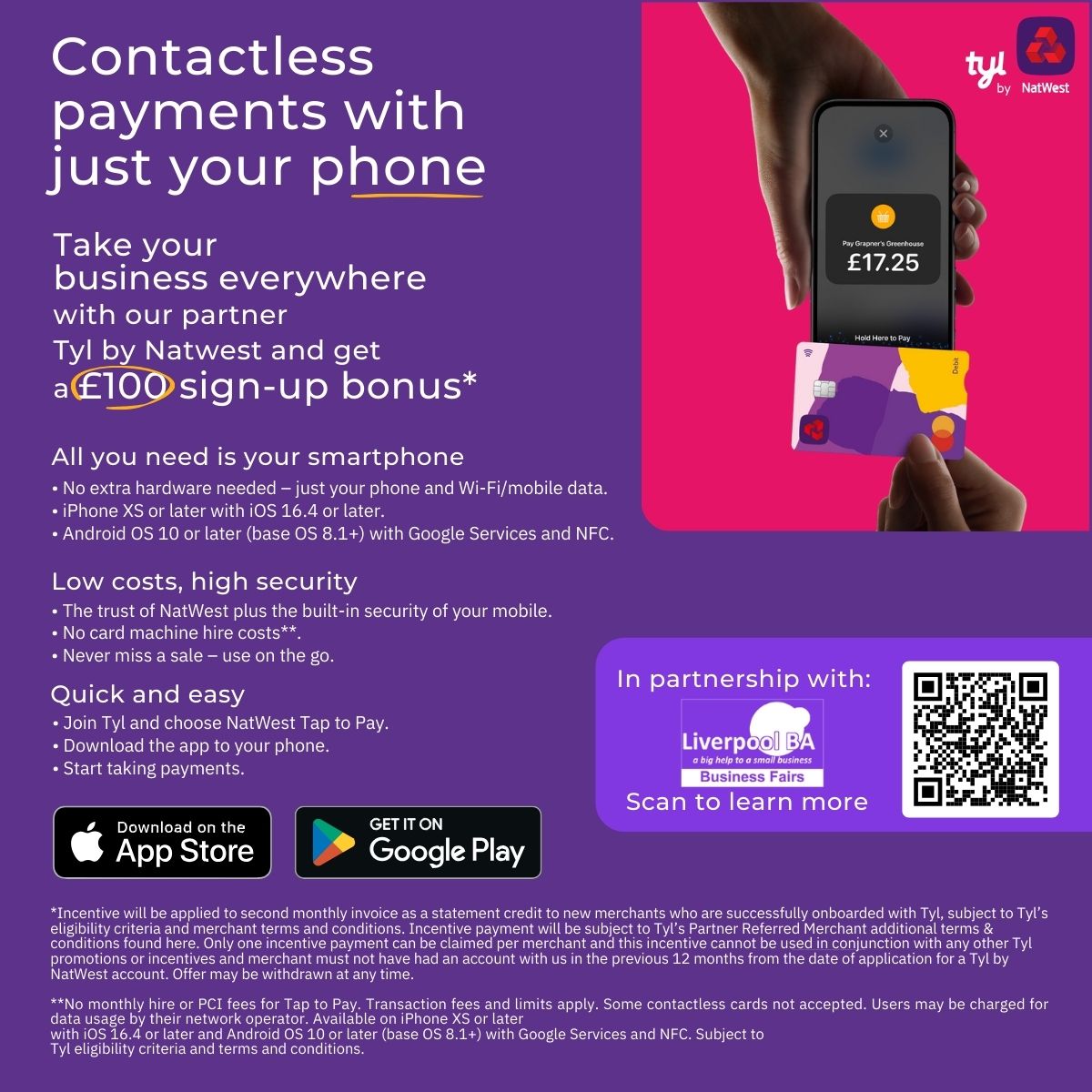 Join Liverpool BA’s payment partner @TylByNatWest and take contactless payments using just your phone ➕ get a sign up bonus of £100 when you join using this link ⬇️ tylbynatwest.com/liverpool-busi… #paymentsolutions #ContactlessPayments #itstimefortyl