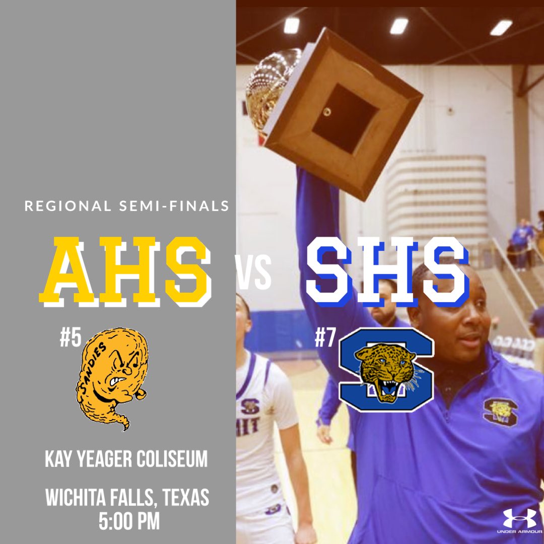 M.Summit Basketball (@junitbasketball) on Twitter photo π¨ REGIONAL SEMIS GAME DAYπ¨
π #5 Amarillo
β° 5:00 PM
ποΈ Kay Yeager Coliseum 1000 Fifth St
Wichita Falls, TX 76301
United States
ποΈ $12 At the door
<a href="/MISDathletics/">MISD Athletics Dept.</a> <a href="/MISDSummitJags/">Summit High School</a> <a href="/hoopinsider/">Hoopinsider</a> <a href="/Tabchoops/">ππΌπ½πΎππ</a> <a href="/ihss_dfw/">DFW Inside High School Sports</a> <a href="/SportsDayHS/">SportsDayHS</a> <a href="/TexasHoopsGASO/">TexasHoops/GASO π</a>
#TOUGH
#FAMILY π¨ REGIONAL SEMIS GAME DAYπ¨
π #5 Amarillo
β° 5:00 PM
ποΈ Kay Yeager Coliseum 1000 Fifth St
Wichita Falls, TX 76301
United States
ποΈ $12 At the door
<a href="/MISDathletics/">MISD Athletics Dept.</a> <a href="/MISDSummitJags/">Summit High School</a> <a href="/hoopinsider/">Hoopinsider</a> <a href="/Tabchoops/">ππΌπ½πΎππ</a> <a href="/ihss_dfw/">DFW Inside High School Sports</a> <a href="/SportsDayHS/">SportsDayHS</a> <a href="/TexasHoopsGASO/">TexasHoops/GASO π</a>
#TOUGH
#FAMILY