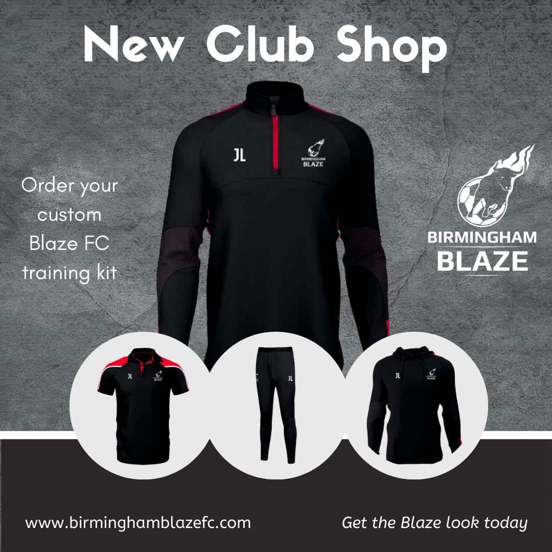 🔥 Blaze are back on Twitter! And to celebrate we’re delighted to announce the launch of our own club shop, courtesy of <a href="/customkit/">CustomKit</a>. You can now buy Blaze branded hoodies, polo shirts and training tops from shop.birminghamblazefc.com