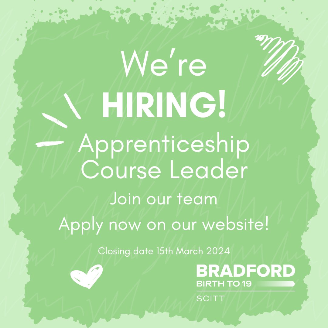 Are you a leader with significant experience in apprenticeship course design? 💼

If you thrive on working in an evolving and rapidly changing environment, if you’re innovative, curious, and not afraid of a challenge, we’d love to hear from you!

Apply 👉 bradfordbirthto19.co.uk/careers/appren…