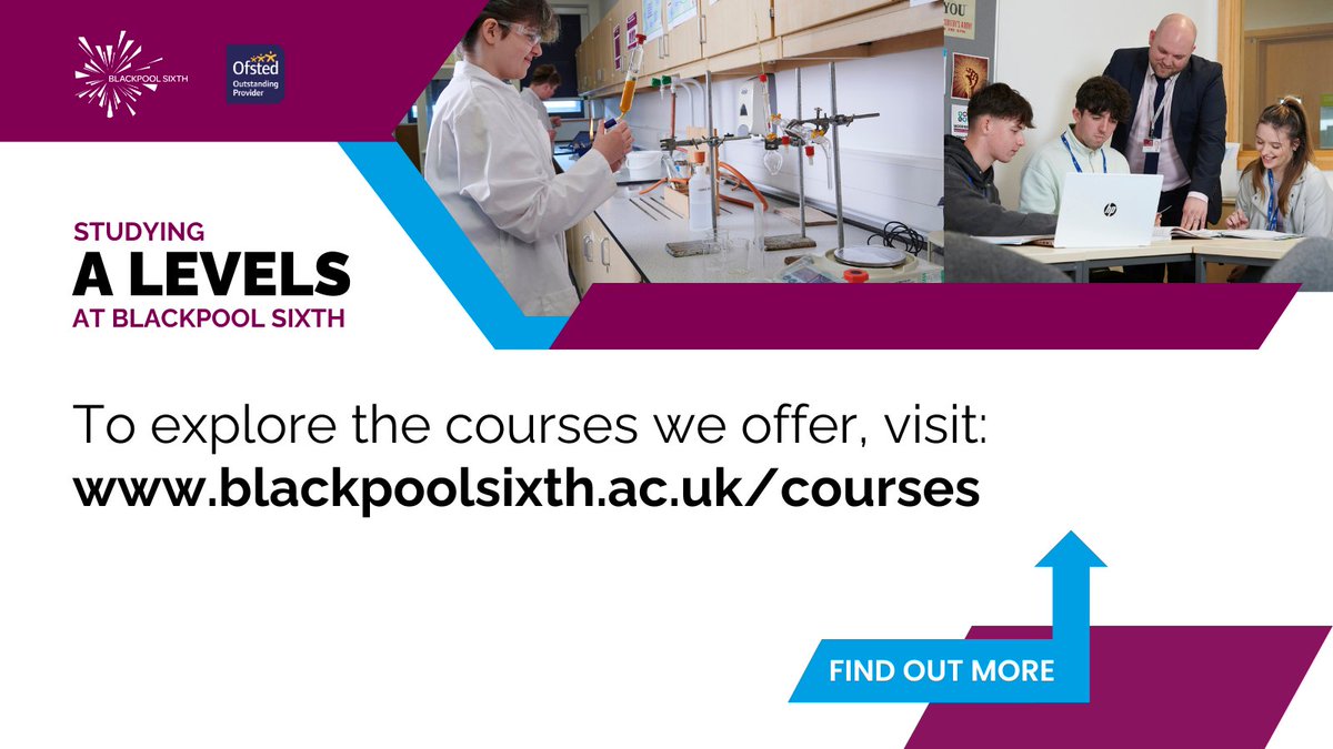 Take a look at the A Levels we offer: blackpoolsixth.ac.uk/courses Apply now: blackpoolsixth.ac.uk/apply #ALevels #ALevelStudent #ALevelSuccess #ALevelJourney #BuildingFutures #BlackpoolSixthAlevel