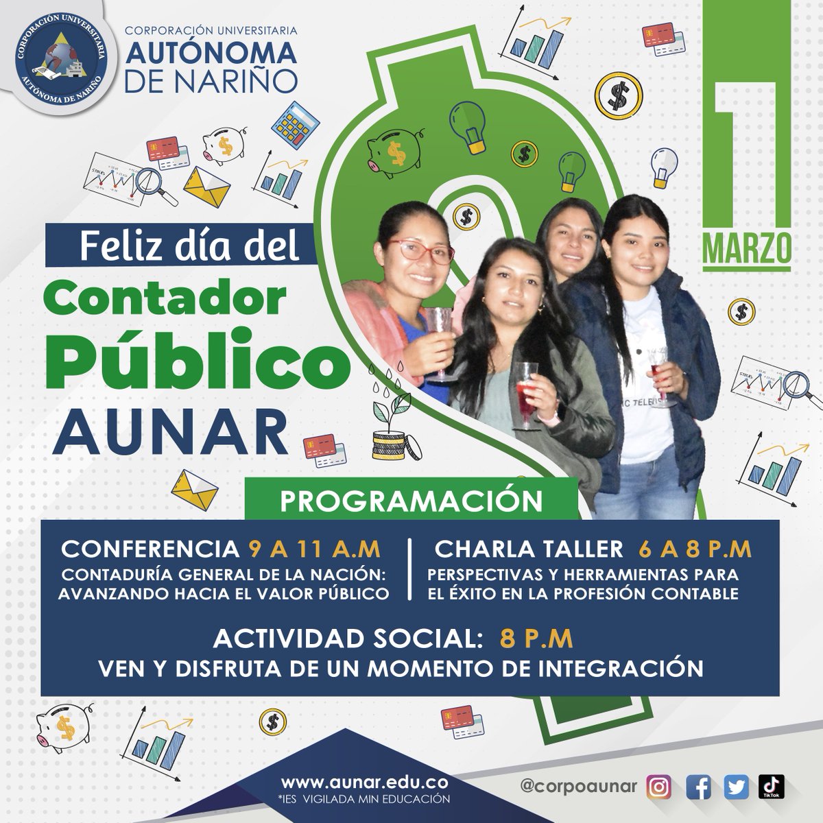 Un feliz día a todos los contadores públicos de nuestro país y en especial a los Contadores AUNAR.  los esperamos a la planta docente y estudiantil a participar de las distintas actividades preparadas para vivir un momento agradable.