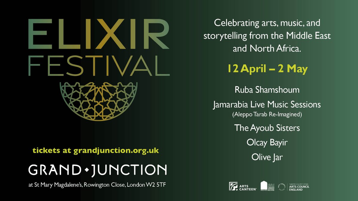 ELIXIR FESTIVAL BEGINS NEXT MONTH 🎉 🎉 We have a fantastic lineup in store, with evenings from @RubaShamshoum, @BayirOlcay, @TheAyoubSisters & more.🎶 Plus, the return of our theatre show Olive Jar! You don't want to miss it 😉 Join us from 12 April 🎟️ bit.ly/48oLat6