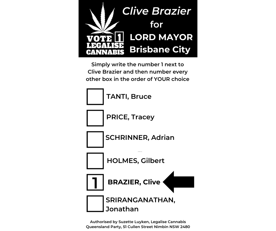 🌞🌱Queensland, Australia🐨🦘
😎Brisbane voters!🗳️
🪴Stir the pot this local election, &
✅Vote 1, Clive Brazier for Lord Mayor!
lcqparty.org/2024-brisbane-…
#Homegrown 
#LegaliseIt
#Brisbane 
#Queensland