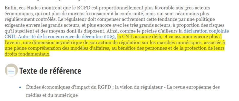 gchampeau's tweet photo. Mauvaise nouvelle pour les DPO : au détour d'une publication sur l'impact du RGPD 5 ans après sa mise en application (résumé : on sait pas trop, c'est positif mais faudrait pouvoir le mesurer), la @CNIL indique qu'elle va encore renforcer la "dimension asymétrique de son action". Comprendre, elle va encore + accentuer ses contrôles et ses sanctions sur les gros acteurs, et réduire son action sur les structures de moindre importance (PME, startups, collectivités, ...). Il faut savoir que la CNIL diligente d'ores et déjà moins de contrôles que son homologue espagnole ne prononce de sanctions... 

Pourquoi c'est une mauvaise nouvelle pour les DPO ?

Parce que les DPO ont déjà de plus en plus de mal à se faire entendre et respecter par leur direction, et souffrent dans leur travail de voir se multiplier les recommandations qui ne sont jamais suivies d'effet. Ce qu'ils avaient gagné en 2018 comme autorité interne grâce à la peur des sanctions, ils sont en train de le perdre avec l'éloignement de la "peur du gendarme". C'est déjà difficile de se battre contre les départements marketing ou certains développeurs qui veulent traiter des données avec le minimum possible de limites, ça va encore empirer si la CNIL amplifie cette asymétrie entre les très gros et les moins gros, ou entre les gros et les moyens/petits.

Il est évident qu'il faut des sanctions adaptées à la taille de l'entreprise et à ses moyens, mais concentrer à ce point l'action publique sur les seuls très gros est une erreur grave pour le respect le plus large de la législation. Et c'est en tout cas, à mes yeux, quelque chose qui ne devrait pas pouvoir fait sans un débat parlementaire qui confirme ce choix.

 https://t.co/LQS6lmUxvJ