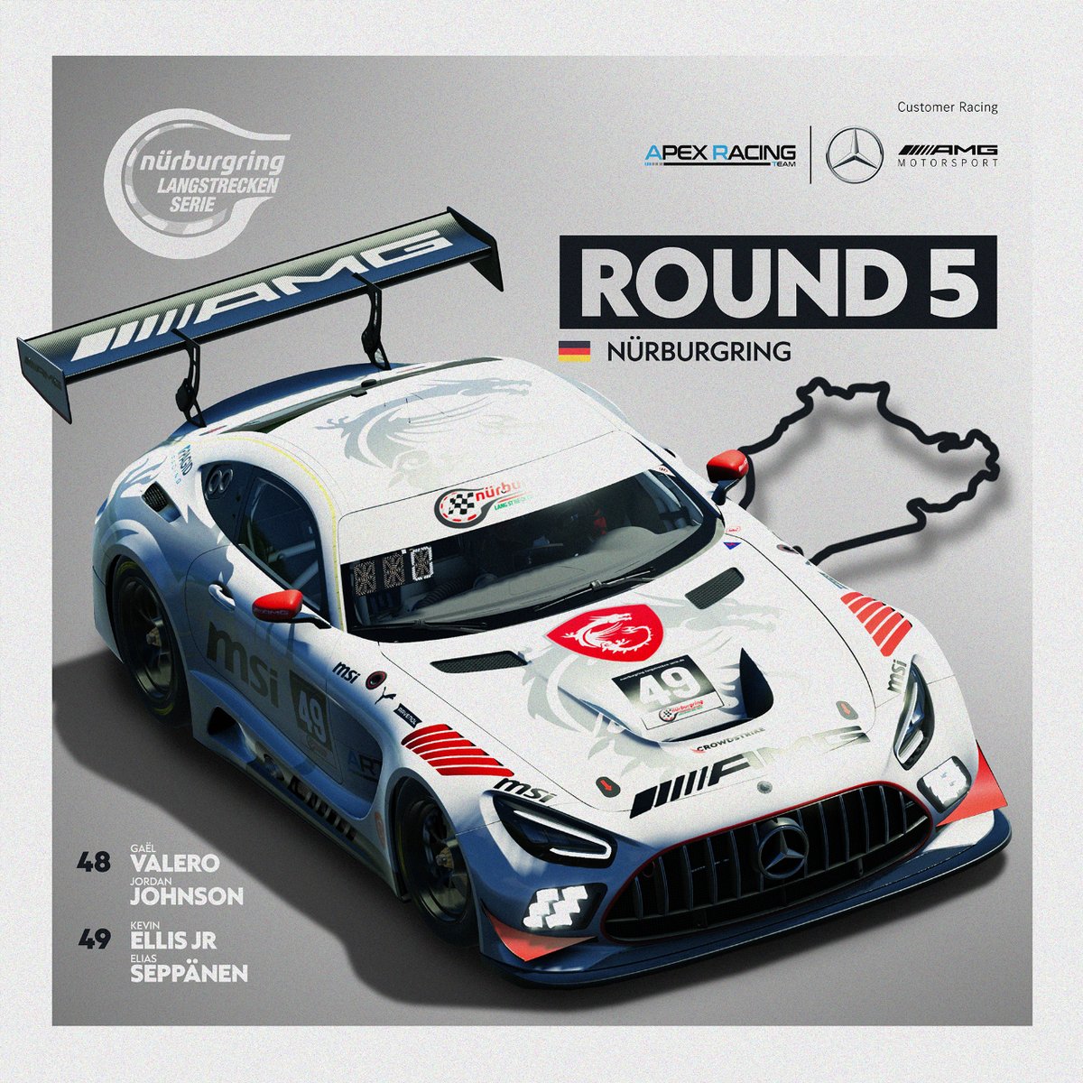 #DNLS - It's finale time at 🇩🇪 Nürburgring!

🕛 Saturday, 12:00 GMT
🔗 twitch.tv/apexracingteam

#apexracingteam #AMGEsports
