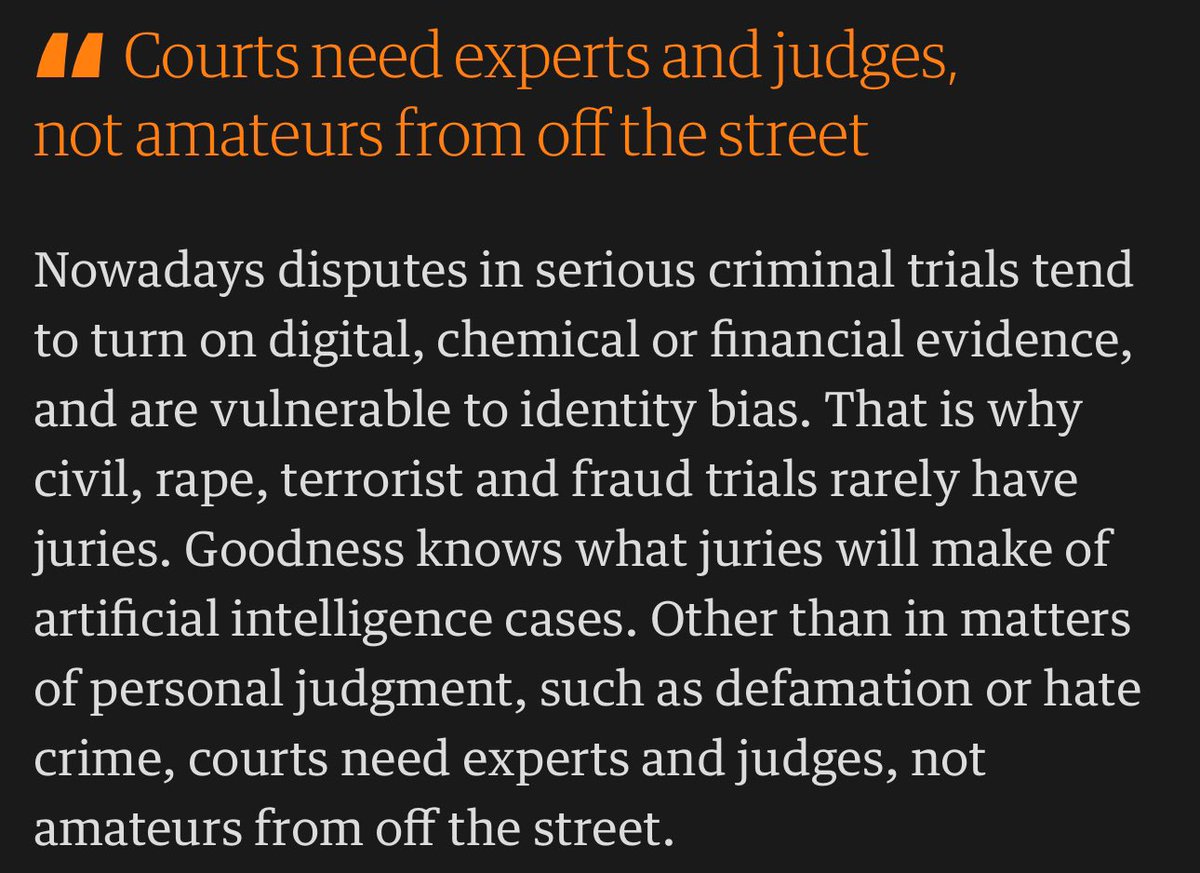 Simon Jenkins spouting nonsense about non jury rape, terrorist and fraud trials in today’s @guardian Don’t they employ basic fact checking?