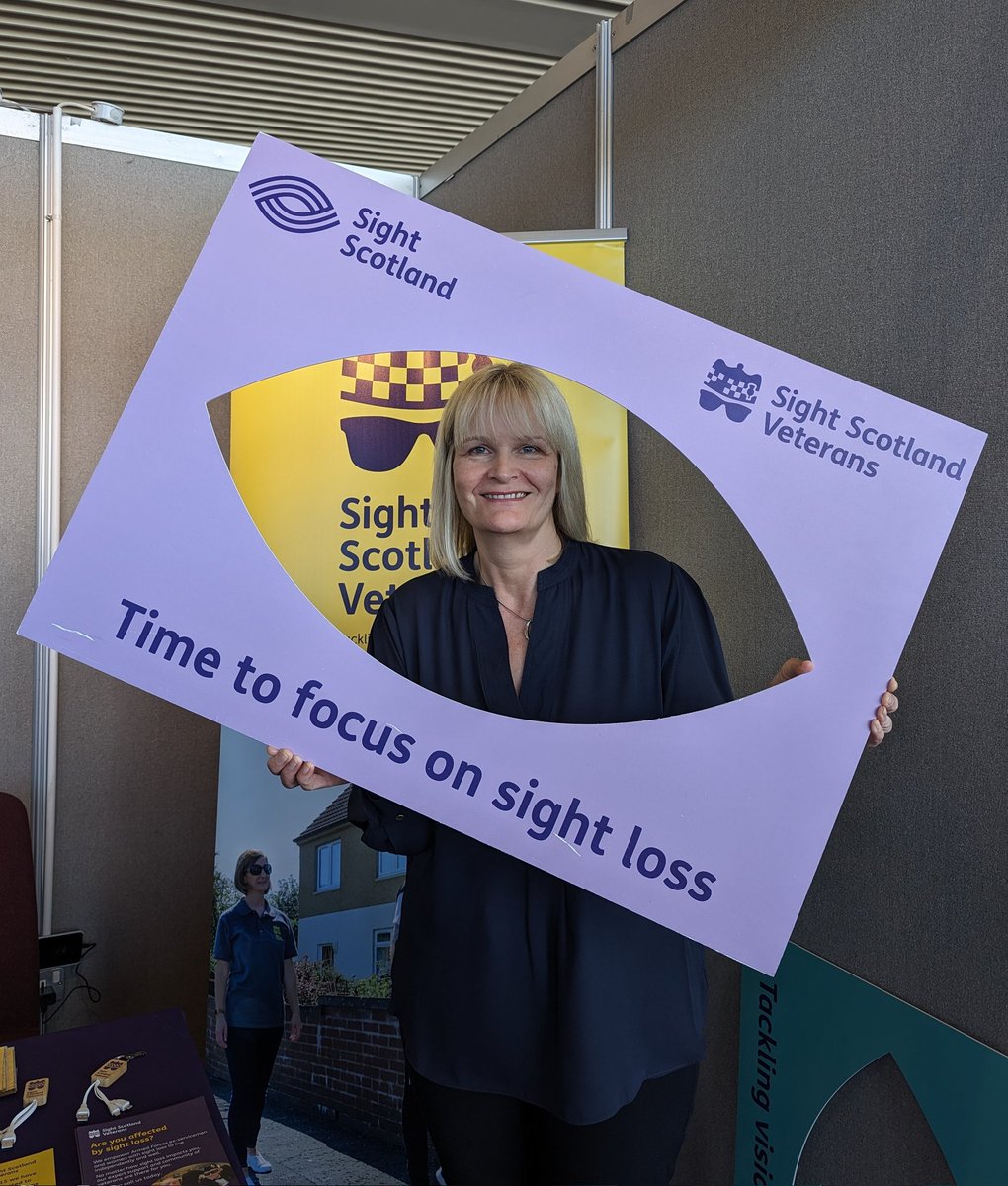 Thank you @SharonDowey_ for stopping by our exhibition stall at @ScotTories party conference to talk about the importance of street accessibility and support for blind and partially sighted people. #SCC24