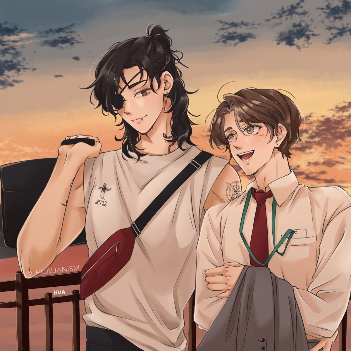 「modern AU with salaryman XL and tattoo a」|papaya | comms open!のイラスト