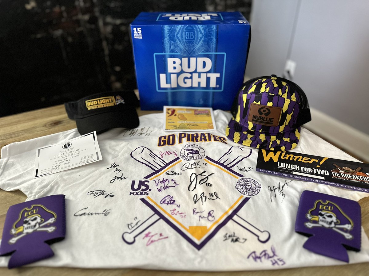 🚨FREE BEER FRIDAY🚨
RT &amp; FOLLOW <a href="/PR927FM/">Pirate Radio ☠️</a> for a chance to win:
- Bud Light Prize Package
- Autographed ECU Baseball Shirt
-Over $100 in gift cards to local businesses 
21 &amp; older only 
#Stations4Winners🏴‍☠️