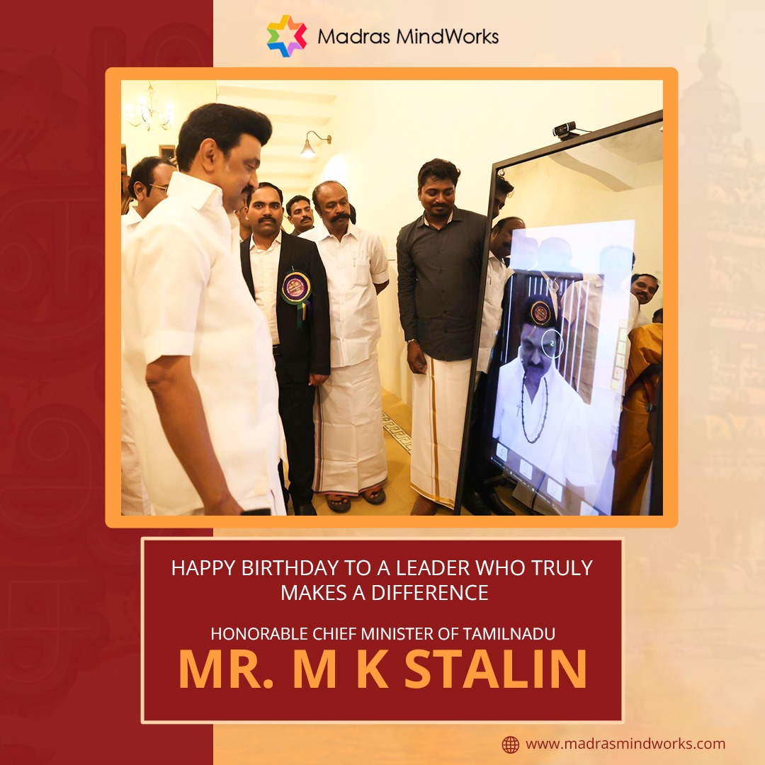 Happy Birthday to Leader Who Truly Makes Difference - Honorable Chief Minister of Tamilnadu M K Stalin  @mkstalin

#ChiefMinister #TNChiefMinister #MKStalin #OurCM #HBDCMMKStalin #MadrasMindWorks #MMWWishes